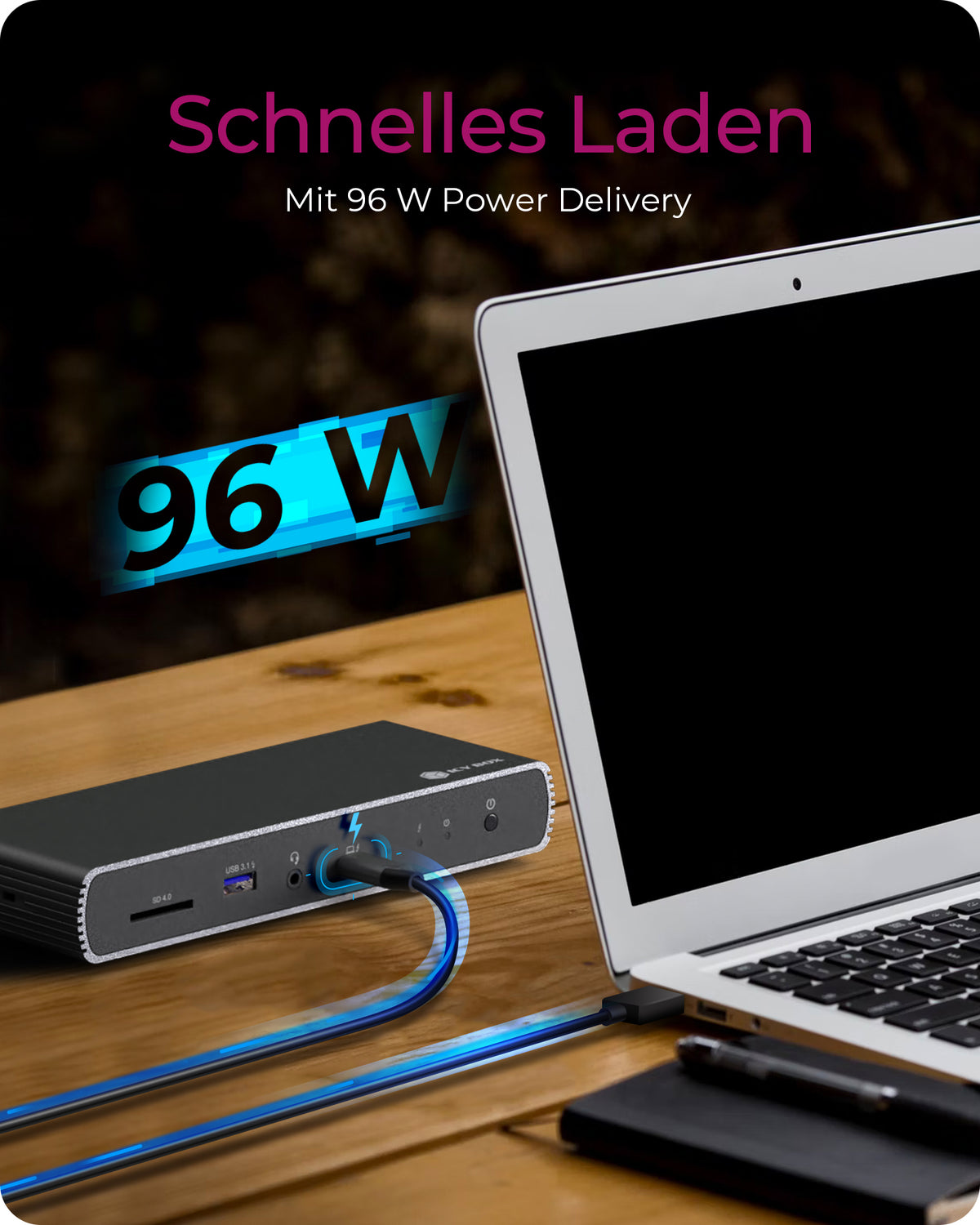 ICY BOX IB-DK8801-TB4, 10-in-1 Thunderbolt™ 4 Type-C® DockingStation auf 2x Thunderbolt 4 und 4x USB 3.2 Gen 2 Type-A Schnittstellen, SD Kartenleser, 2,5 Gbit