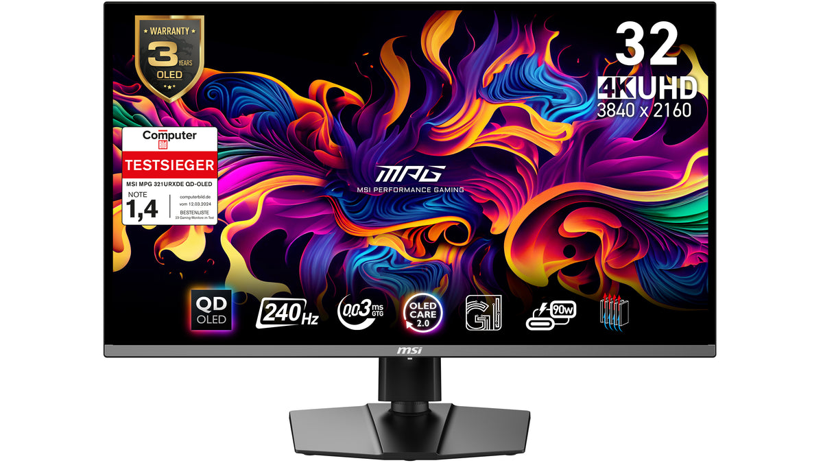 MSI MPG 321URXDE QD-OLED Computerbildschirm 80 cm (31.5") 3840 x 2160 Pixel 4K Ultra HD Schwarz