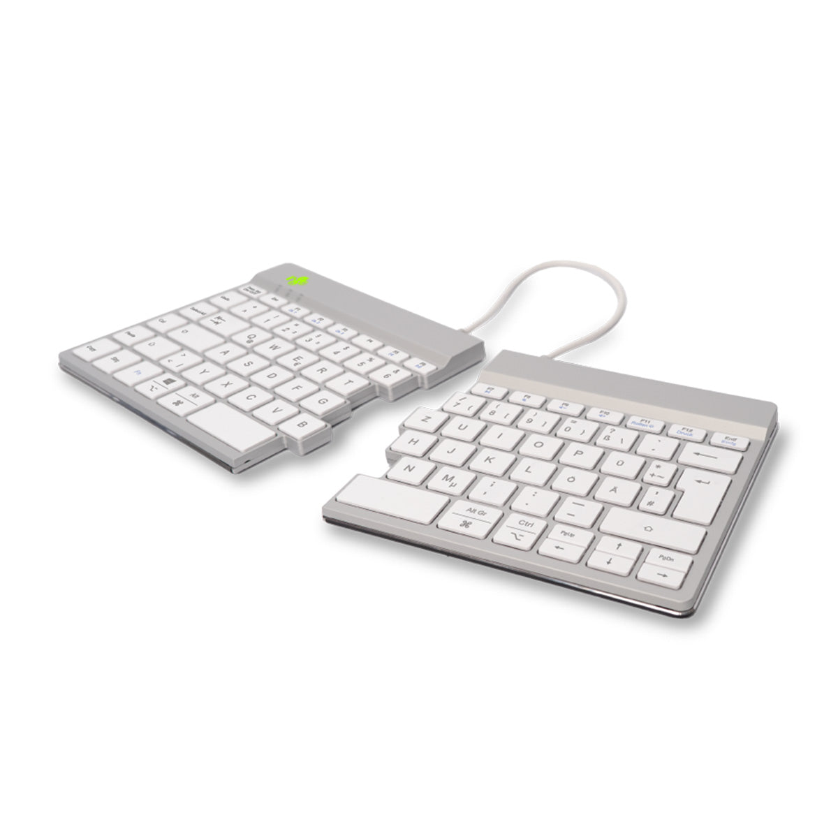 R-Go Tools Ergonomische Tastatur R-Go Split Break mit Pausensoftware, ergonomische geteilte Tastatur, QWERTZ (DE), kabellos, weiß