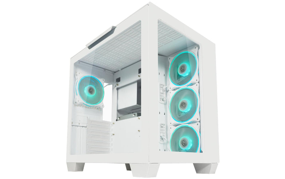 LC-Power Gaming 807W Stormwatch_X ATX Mid Tower White Tempered Glass Side Panel with USB 3.2 Gen 1 Type-C, USB 3.2 Gen 1 Type-A, USB 2.0 Type-A