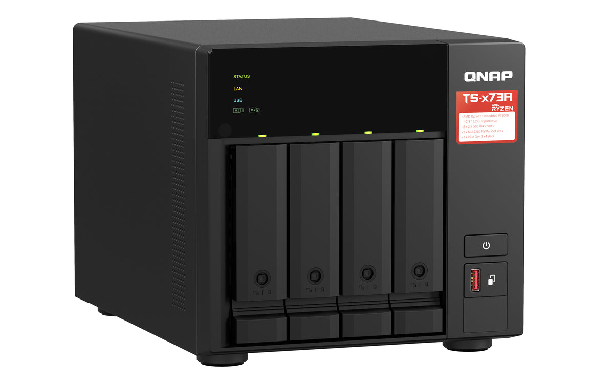 QNAP TS-473A NAS Tower Ryzen Embedded V1500B 8 GB DDR4 0 TB QNAP Turbo System Schwarz