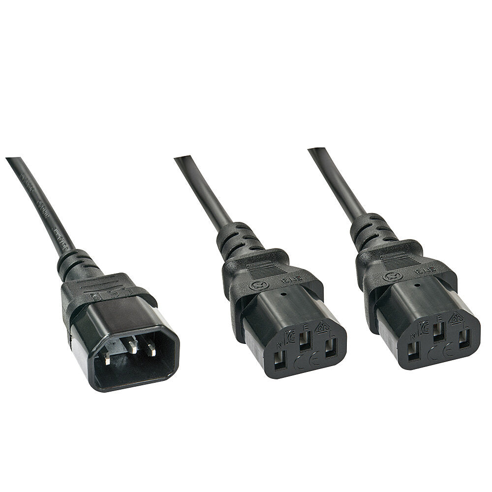 Lindy 30363 Stromkabel Schwarz 1 m C14-Koppler 2 x C13-Koppler