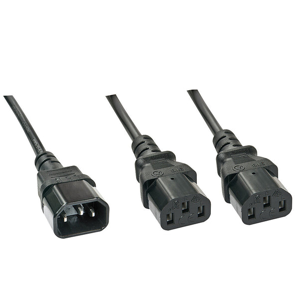 Lindy 30363 Stromkabel Schwarz 1 m C14-Koppler 2 x C13-Koppler