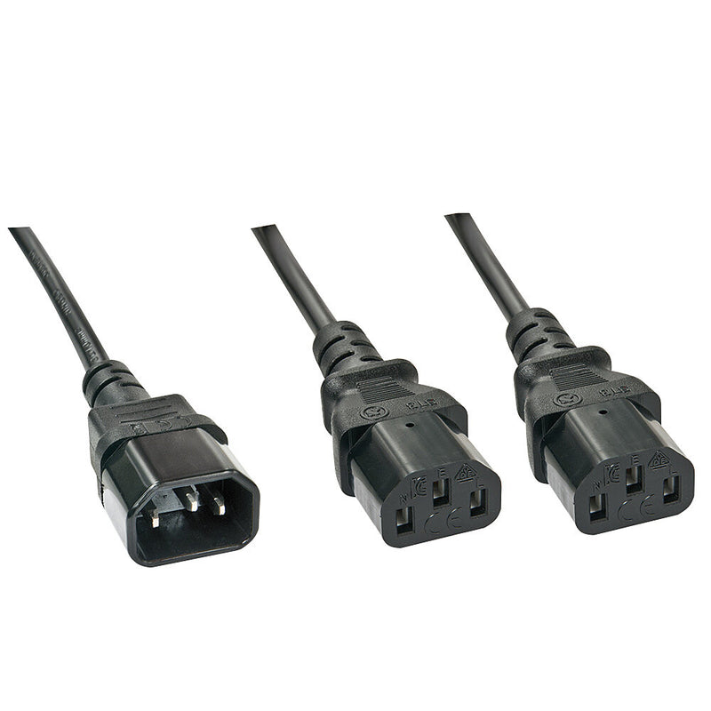 Lindy 30363 Stromkabel Schwarz 1 m C14-Koppler 2 x C13-Koppler