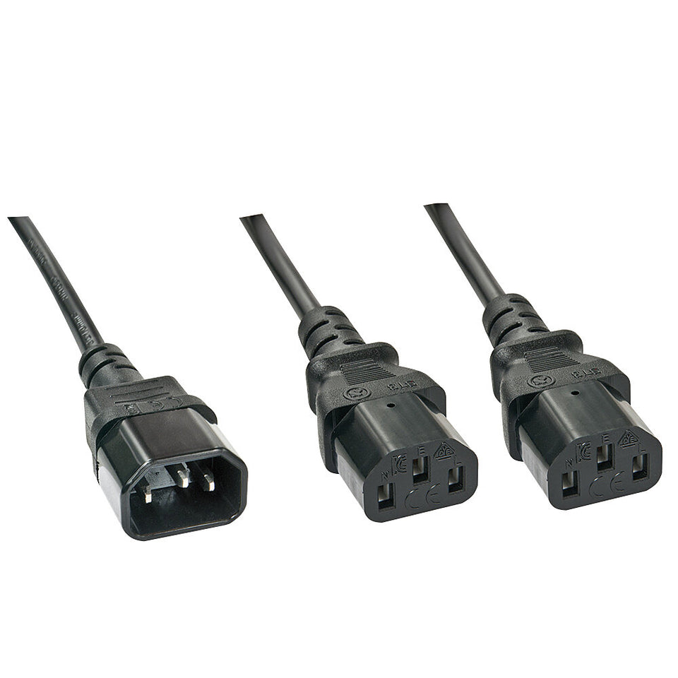Lindy 30363 Câble d'alimentation Noir 1 m Coupleur C14 2 x Coupleurs C13