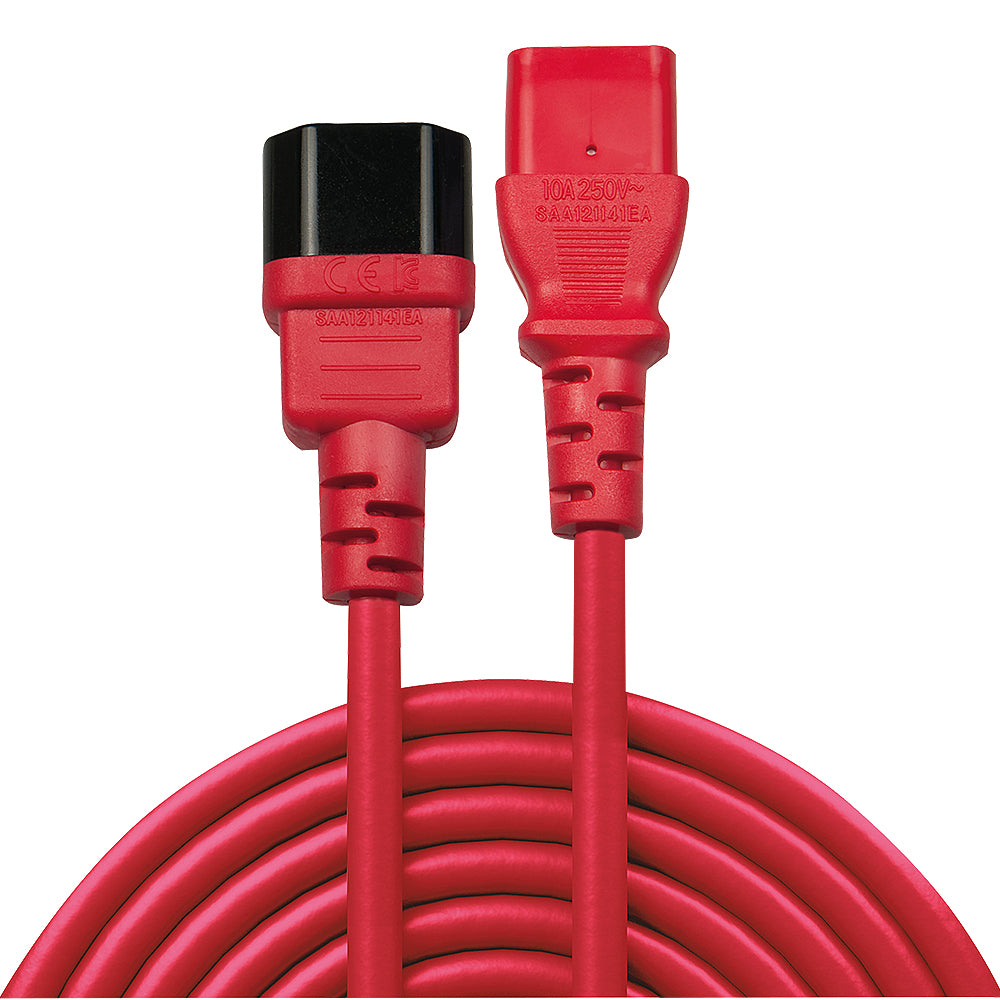 Lindy 30476 Stromkabel Schwarz, Rot 0,5 m C14-Koppler C13-Koppler