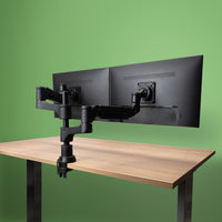 R-Go Tools Monitorarm R-Go Caparo, verstellbarer Doppelmonitorarm mit Gasfeder, 100% Zirkular, 3-9 kg Tragkraft, schwarz