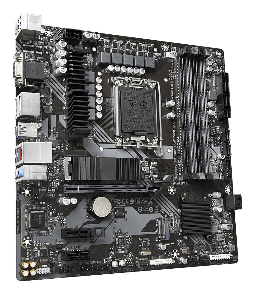 GIGABYTE B760M DS3H DDR4 Motherboard - Unterstützt Intel Core 14. Generation CPUs, 6+2+1 Phasen Digital VRM, bis zu 5333MHz DDR4 (OC), 2xPCIe 4.0 M.2, 2.5GbE LAN, USB 3.2 Gen2