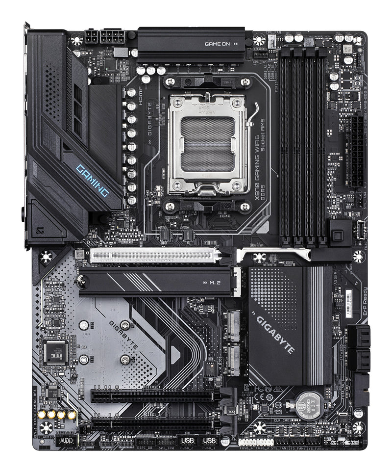 GIGABYTE X870 GAMING WIFI6 Mainboard - Unterstützt AMD Ryzen 9000 CPUs, 8+2+2 Phasen VRM, bis zu 8000MHz DDR5 (OC), 1xPCIe 5.0 + 2xPCIe 4.0, Wi-Fi 6, 2.5GbE LAN, USB 4