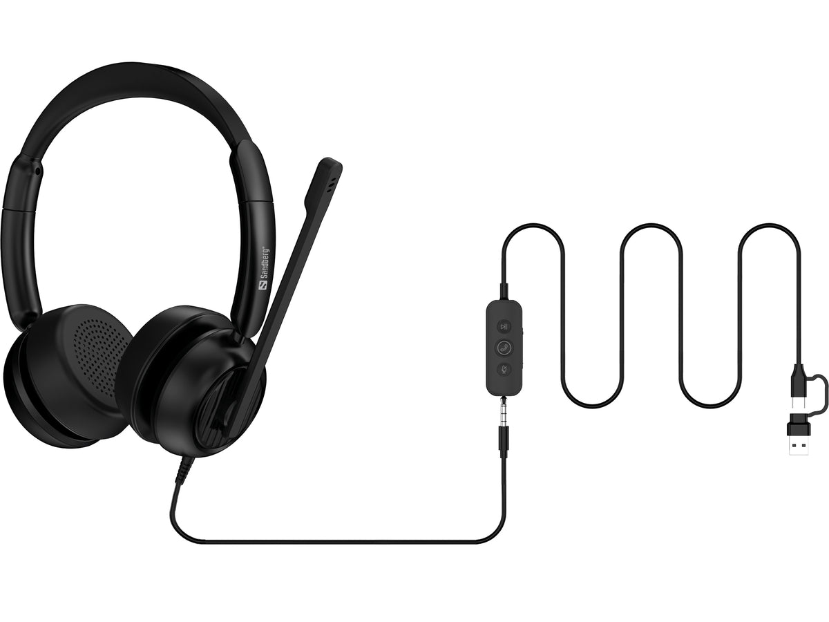 Sandberg 126-54 Kopfhörer & Headset Kabelgebunden Kopfband Büro/Callcenter USB Type-C / USB Type-A Schwarz