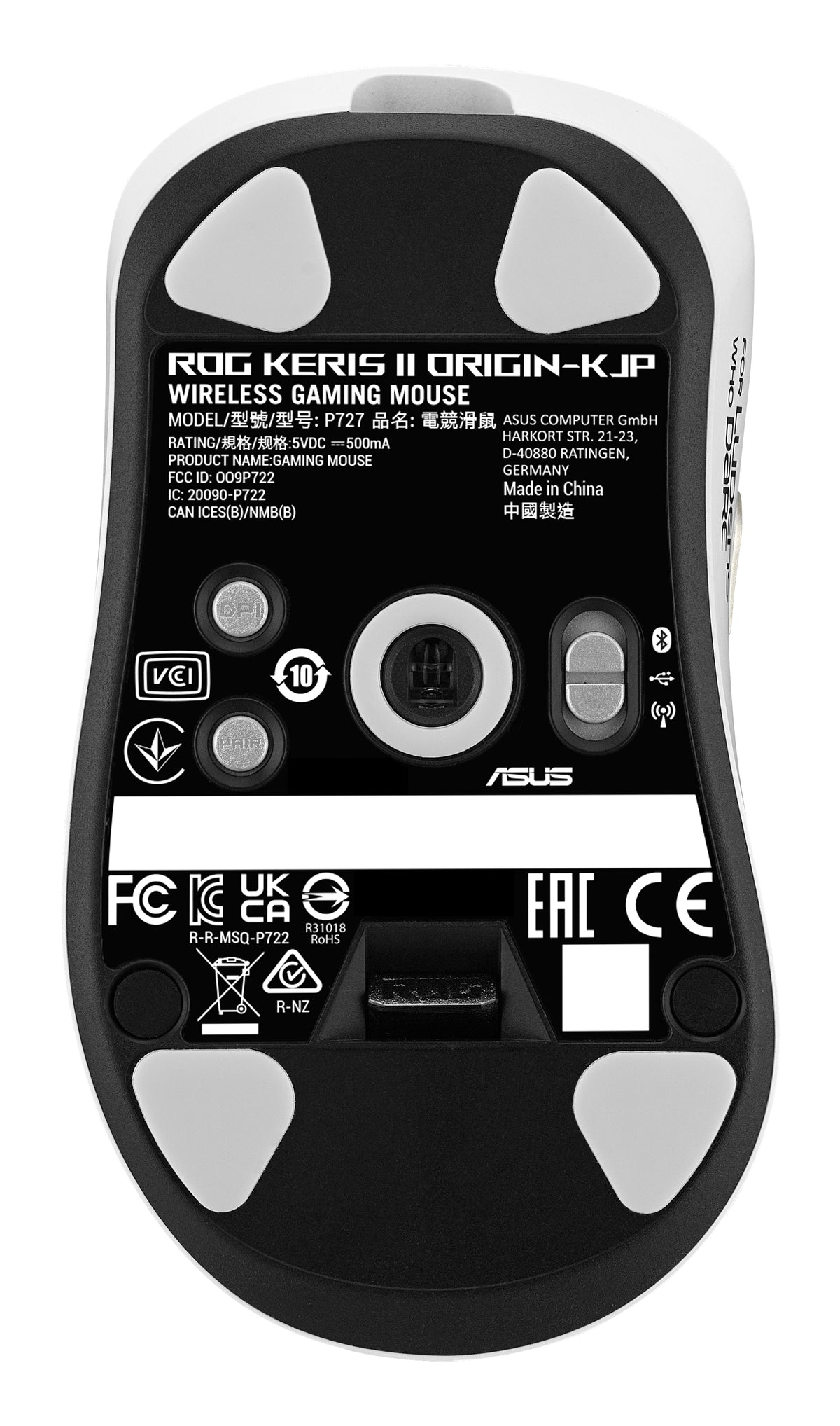 ASUS ROG Keris II Origin-KJP Maus Gaming rechts RF Wireless + Bluetooth + USB Type-A Optisch 42000 DPI
