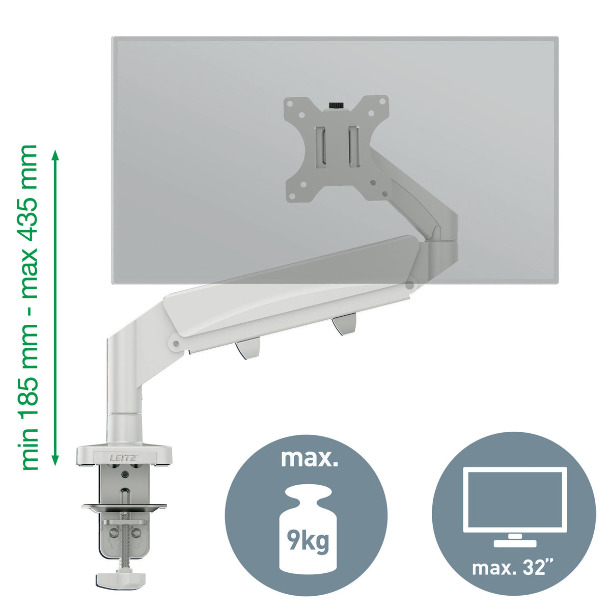 Leitz 64890085 Flachbildschirm-Tischhalterung 81,3 cm (32") Tisch/Bank Grau