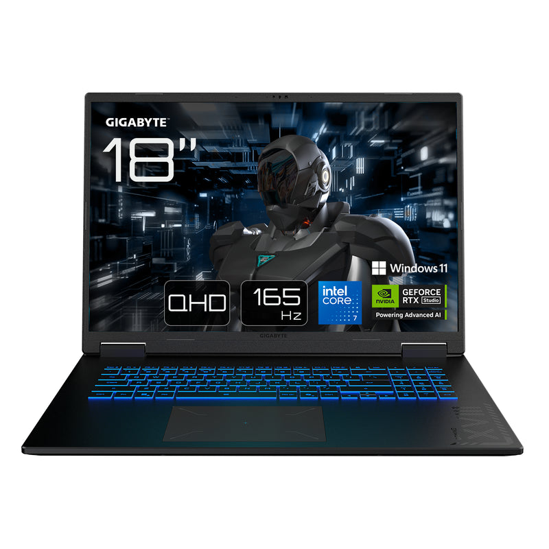 GIGABYTE Gaming A18 PRO Laptop - 18“, 165Hz WQXGA, Intel Core 7 240H, RTX 5070 Ti, 32GB LPDDR5x 5600MHz, 1TB Gen4 SSD, Windows 11 Home, 2 Jahre Garantie, Dolby Atmos, A18 PRO DXJG3DEBC4SH