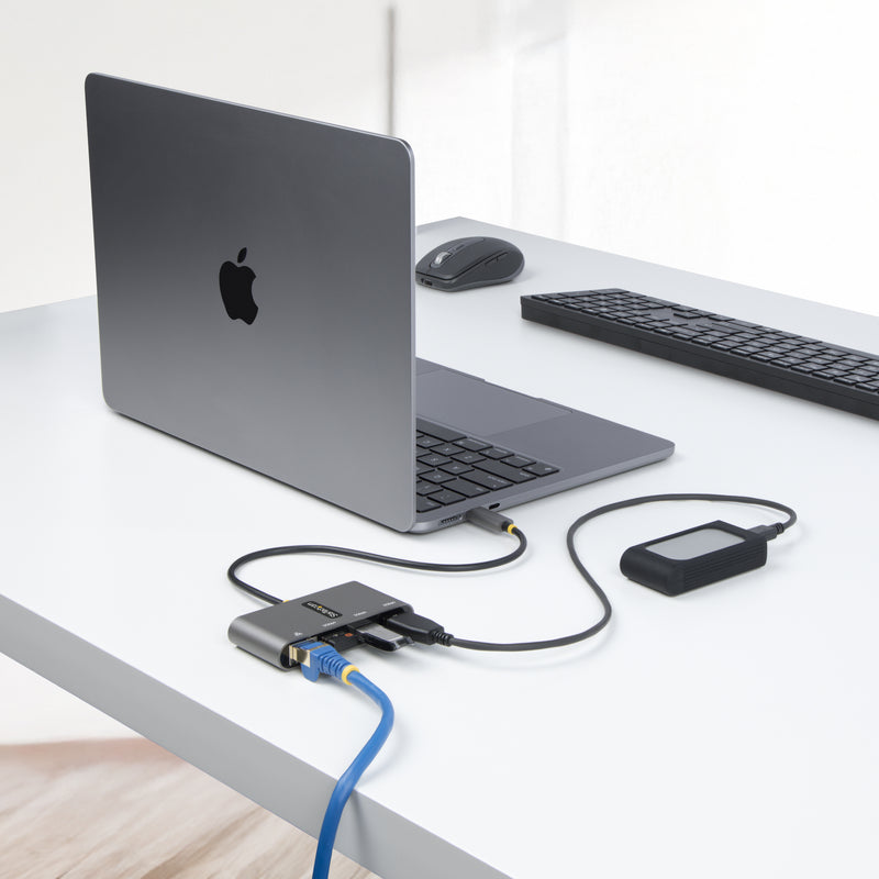 StarTech.com 3-Port USB-C Hub mit Ethernet - 3x USB-A - Gigabit Ethernet - Multi USB 3.0 5 Gbit/s - Thunderbolt 3 Adapter/Reiseadapter - 30cm Kabel - USB-C auf USB-A Splitter/Verteiler