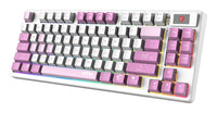 MSI FORGE GK600 TKL WIRELESS VIOLET Tastatur Gaming USB + Bluetooth QWERTY Spanisch Pink, Violett, Weiß