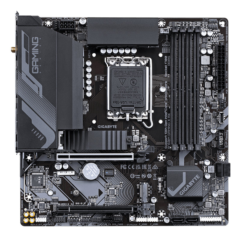 GIGABYTE B760M Gaming X AX Mainboard – Unterstützt Intel Core 14. Gen CPUs, 8+1+1 Phasen VRM, bis zu 7600 MHz DDR5, 2xPCIe 4.0 M.2, Wi-Fi 6E, 2.5GbE LAN, USB 3.2 Gen 2