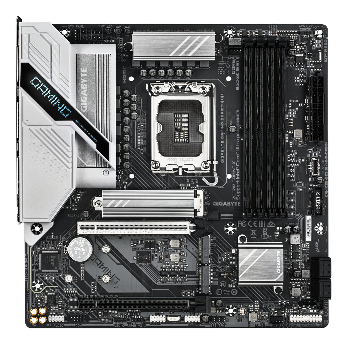 GIGABYTE Z890M GAMING X Mainboard - Unterstützt Intel Core Ultra (Serie 2) CPUs, 8+1+2 Phasen VRM, bis zu 8800MHz DDR5 (OC), 1xPCIe 5.0 + 2xPCIe 4.0, 2.5GbE LAN, USB 3.2 Gen 1