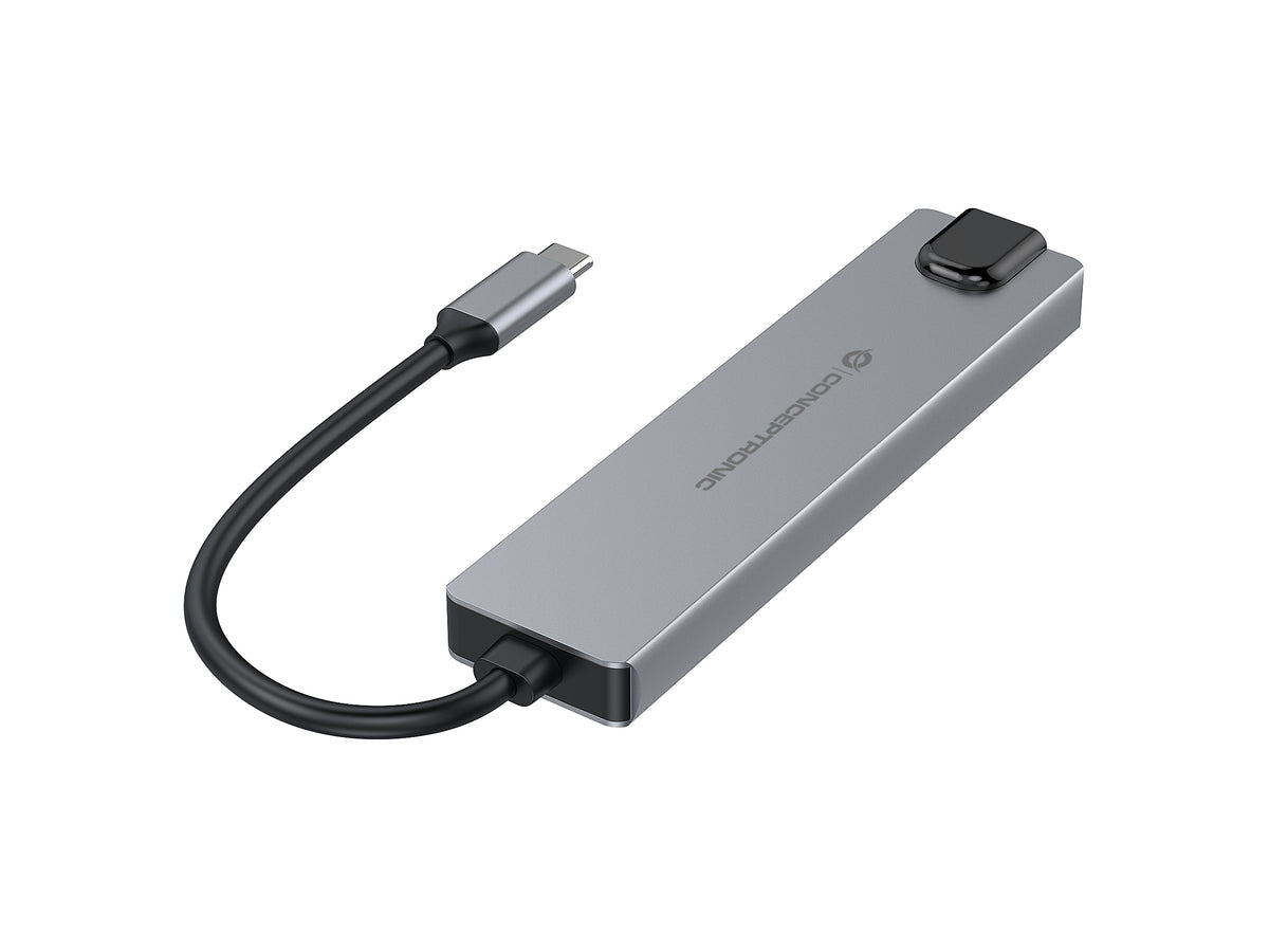 Conceptronic DONN29G 6-in-1 USB 3.2 Gen 2 Dockingstation, 4K60Hz HDMI, USB-A 10Gbps x 2, USB-C 10Gbps, GbE LAN, 140W USB PD 3.1