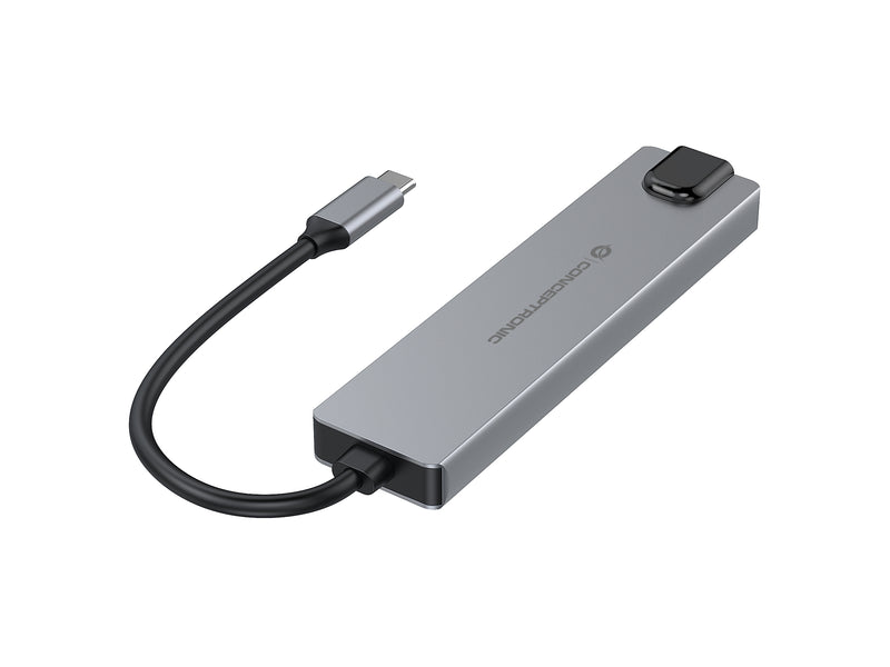 Conceptronic DONN29G 6-in-1 USB 3.2 Gen 2 Dockingstation, 4K60Hz HDMI, USB-A 10Gbps x 2, USB-C 10Gbps, GbE LAN, 140W USB PD 3.1