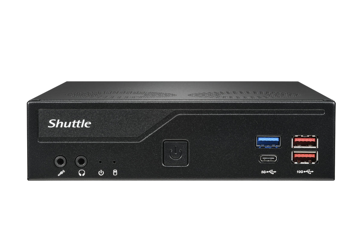 Shuttle Slim PC DH770 , S1700, 2x HDMI, 2x DP , 2x 2.5G LAN, 2x COM, 8x USB, 1x 2.5", 2x M.2, 24/7 Dauerbetrieb, inkl. VESA