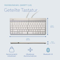 R-Go Tools Ergonomische Tastatur R-Go Split Break mit Pausensoftware, ergonomische geteilte Tastatur, QWERTY (US), kabellos, weiß