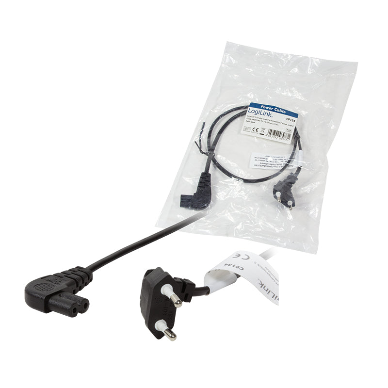 LogiLink 0.75m, CEE 7/16/IEC 60320-C7 Schwarz 0,75 m CEE7/16 C7-Koppler