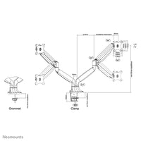 Neomounts NM-D750DSILVER Monitorarm 10-32" - Gasfeder