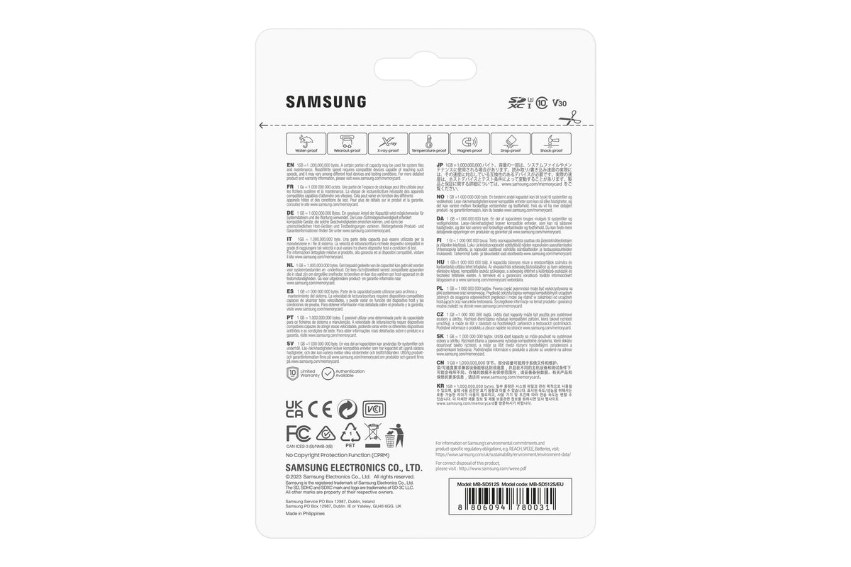 Samsung MB-SD512S/EU Speicherkarte 512 GB SD UHS-I Klasse 3