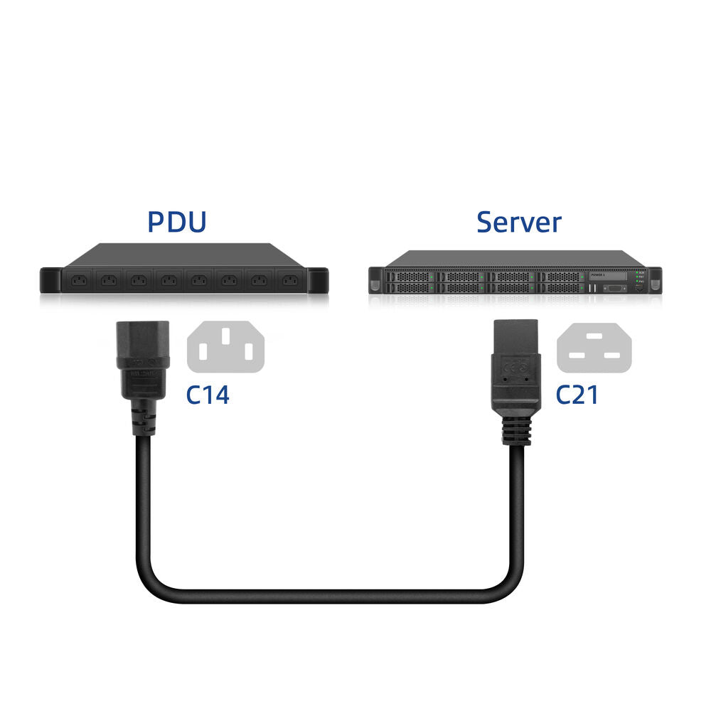 Cavo di alimentazione ACT C14 - C21 IEC60320 nero 2 m