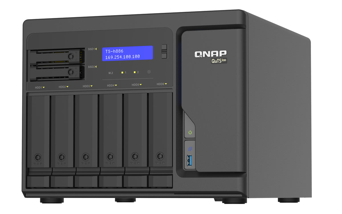QNAP TS-h886 NAS Tower Intel® Xeon® D D-1602 8 GB DDR4 0 TB QuTS hero Schwarz
