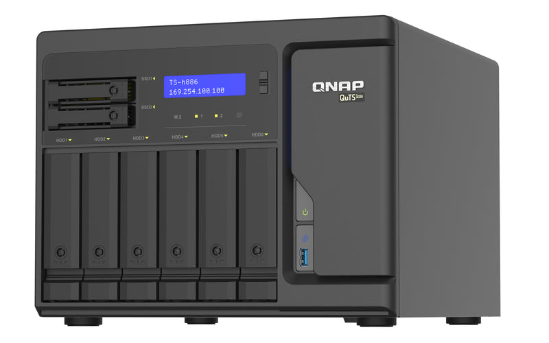 QNAP TS-h886 NAS Tower Intel® Xeon® D D-1602 8 GB DDR4 0 TB QuTS hero Schwarz