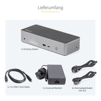 StarTech.com USB C Dockingstation für 4 monitore - 4K 60Hz Hybrid Notebook Dock DisplayPort 1.4 & HDMI 2.0 - Universal USB-C/Thunderbolt Laptop Dock mit 100W PD - USB Hub mit 1x USB-C & 3x USB-A, GbE, Audio