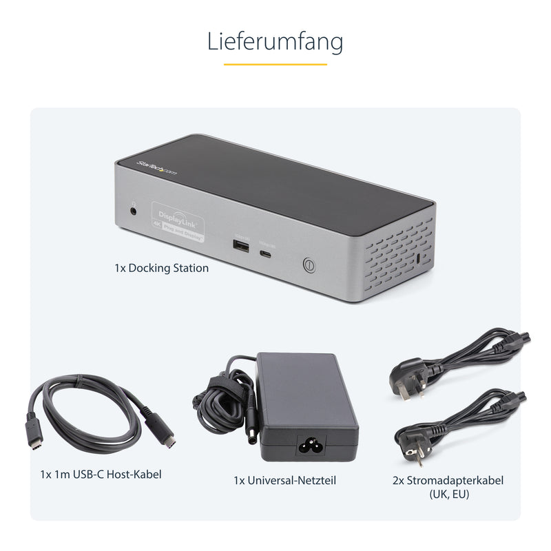 StarTech.com USB C Dockingstation für 4 monitore - 4K 60Hz Hybrid Notebook Dock DisplayPort 1.4 & HDMI 2.0 - Universal USB-C/Thunderbolt Laptop Dock mit 100W PD - USB Hub mit 1x USB-C & 3x USB-A, GbE, Audio