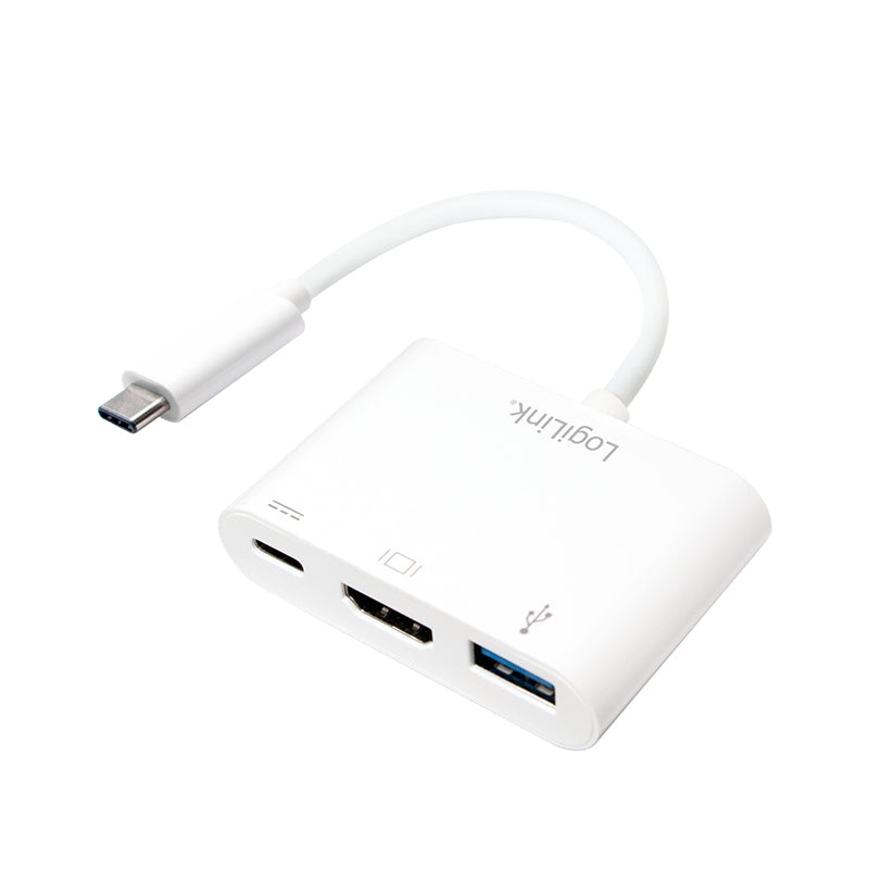 LogiLink 0.14m, 2xUSB-C/HDMI+USB A Weiß