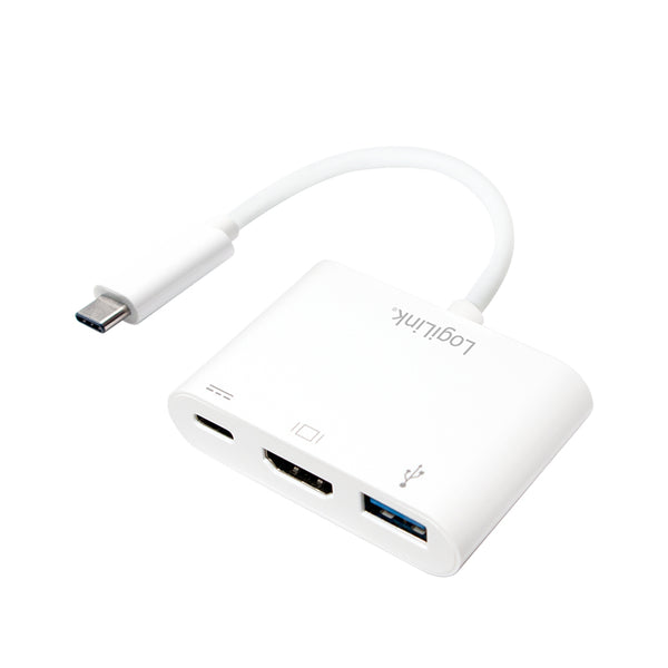 LogiLink 0.14m, 2xUSB-C/HDMI+USB A Weiß