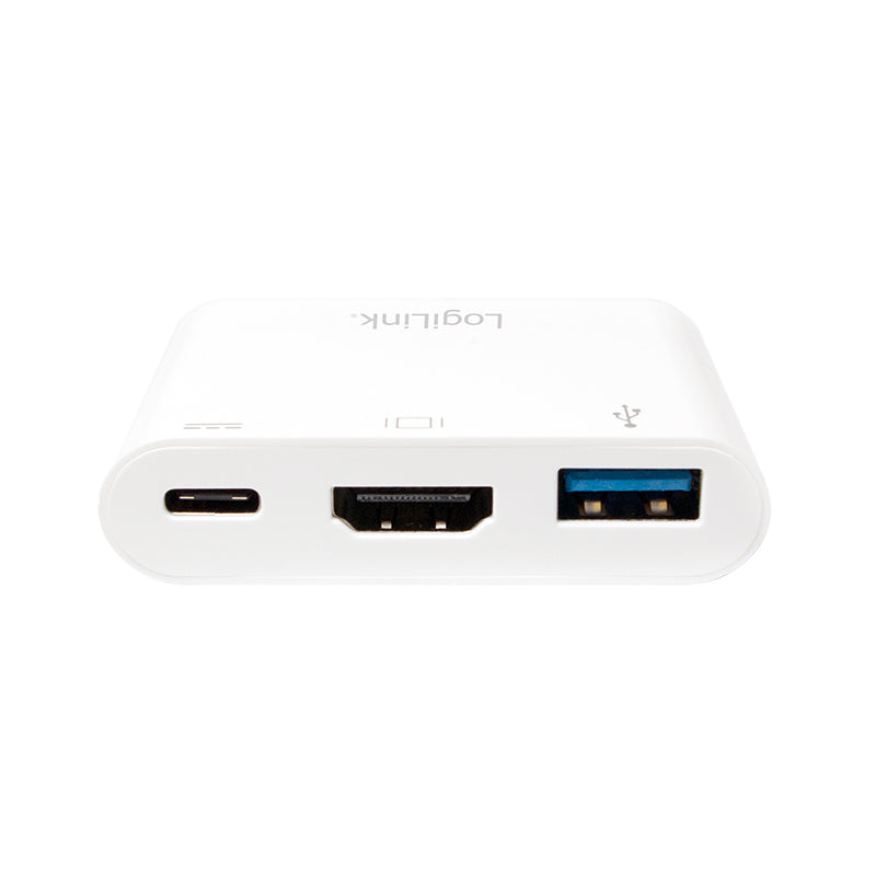 LogiLink 0.14m, 2xUSB-C/HDMI+USB A Weiß