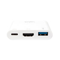 LogiLink 0.14m, 2xUSB-C/HDMI+USB A Weiß