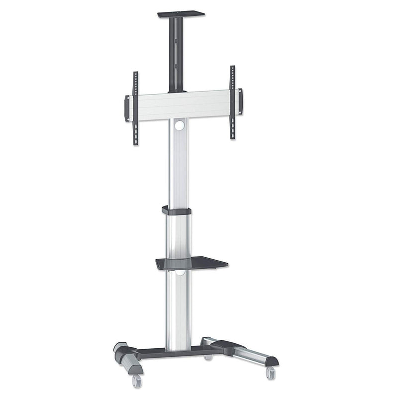 Manhattan Universal Multimedia TV-Ständer auf Rollen, Für Bildschirme von 37" bis 70"* und bis zu 50 kg, -12 ~ 5Â° neigbar, 90Â° schwenkbar, Kamerahalterung und AV-Fachboden abnehmbar, schwarz/silber