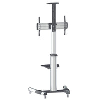 Manhattan Universal Multimedia TV-Ständer auf Rollen, Für Bildschirme von 37" bis 70"* und bis zu 50 kg, -12 ~ 5Â° neigbar, 90Â° schwenkbar, Kamerahalterung und AV-Fachboden abnehmbar, schwarz/silber