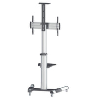Manhattan Universal Multimedia TV-Ständer auf Rollen, Für Bildschirme von 37" bis 70"* und bis zu 50 kg, -12 ~ 5Â° neigbar, 90Â° schwenkbar, Kamerahalterung und AV-Fachboden abnehmbar, schwarz/silber