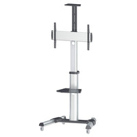 Manhattan Universal Multimedia TV-Ständer auf Rollen, Für Bildschirme von 37" bis 70"* und bis zu 50 kg, -12 ~ 5Â° neigbar, 90Â° schwenkbar, Kamerahalterung und AV-Fachboden abnehmbar, schwarz/silber