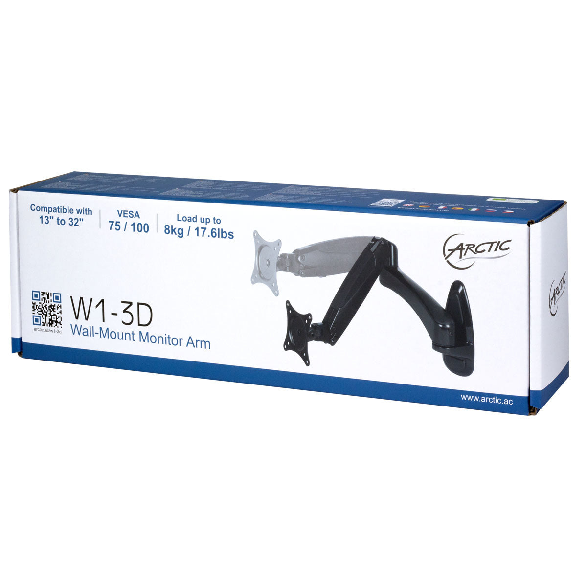 ARCTIC W1-3D - Monitor-Wandhalterung mit Gaslifttechnik