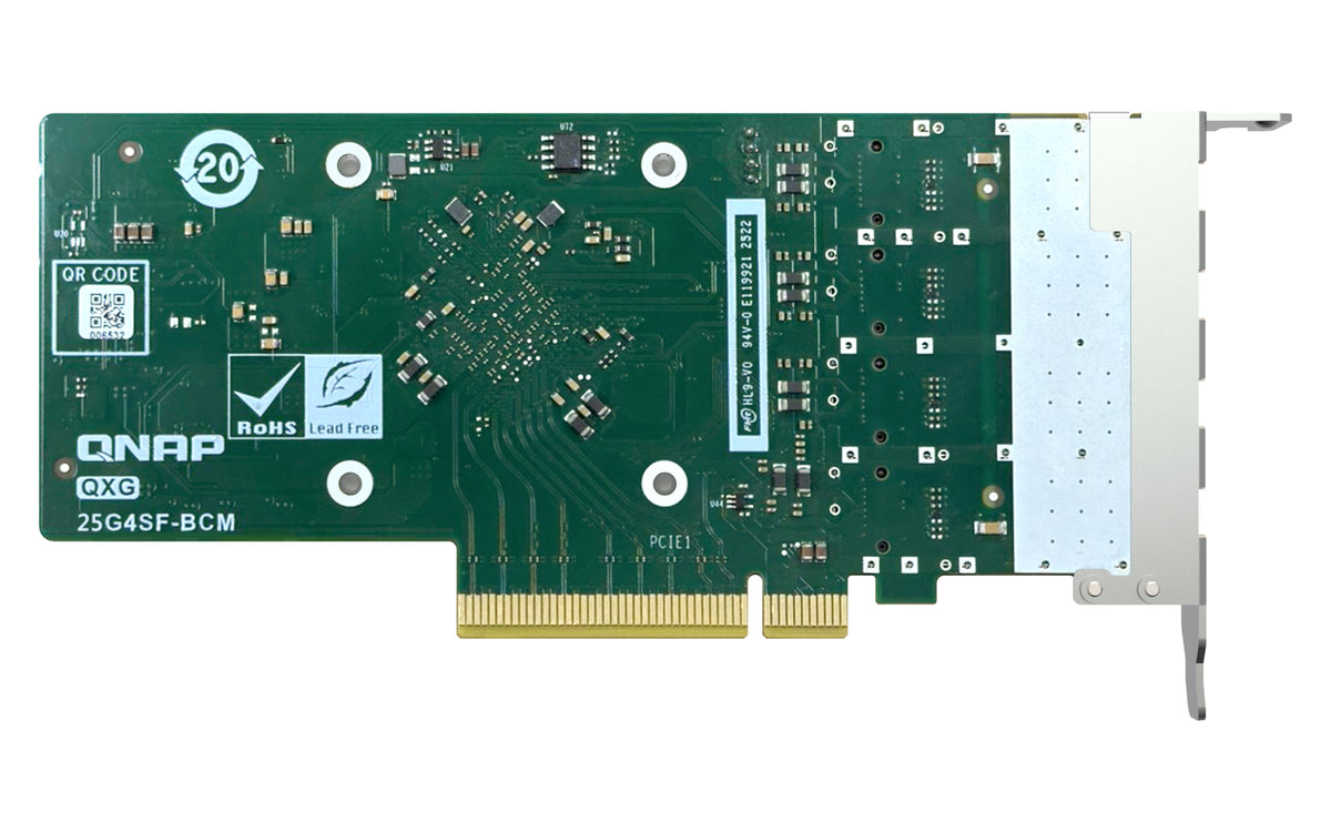 QNAP QXG-25G4SF-BCM Netzwerkkarte Eingebaut Faser 25000 Mbit/s