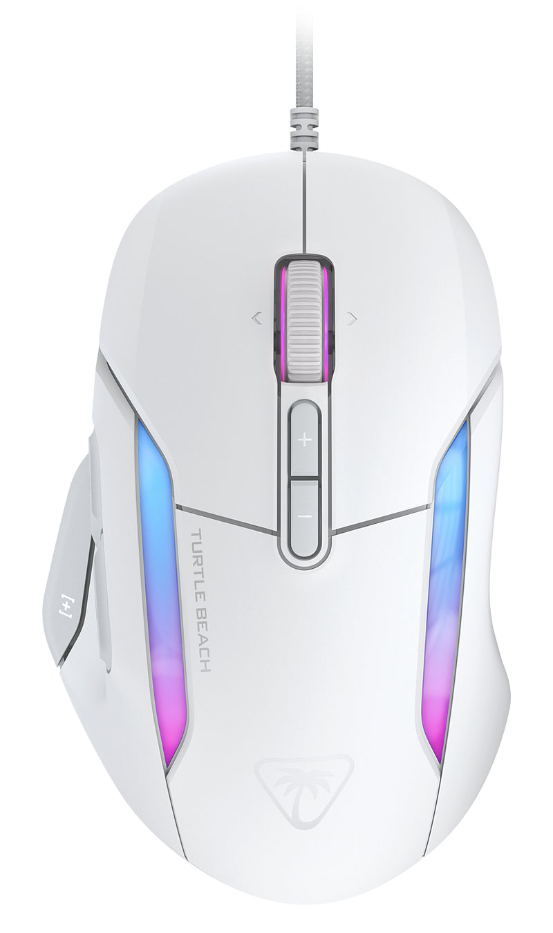 Turtle Beach Kone II – Ergonomische RGB-Gaming-Maus, 26K DPI Optischer Sensor, optische Schalter mit 100 Mio. Klick-Lebensdauer, 23 programmierbare Funktionen, 4D-Scroll-Rad, Weiß