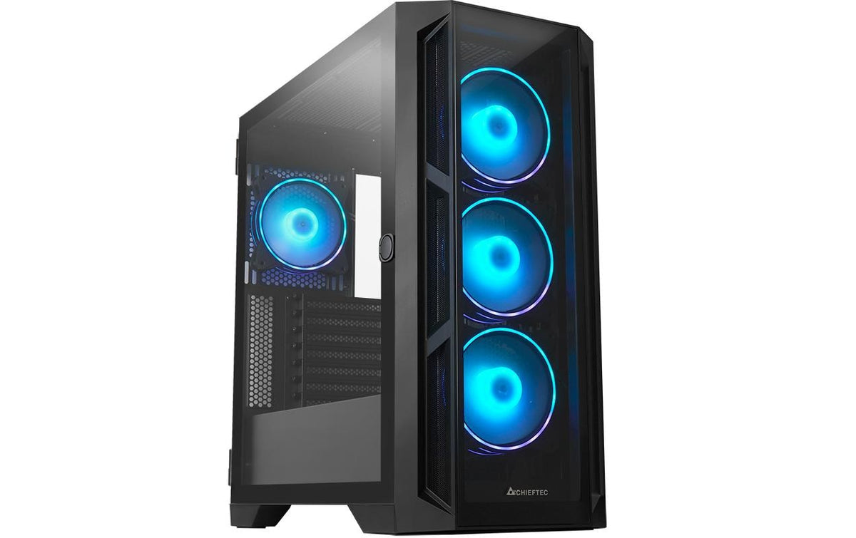 Chieftec APEX ATX Mid Tower Black with Tempered Glass Side Panel and USB 3.2 Gen 2 Type-C, USB 3.2 Gen 1 Type-A