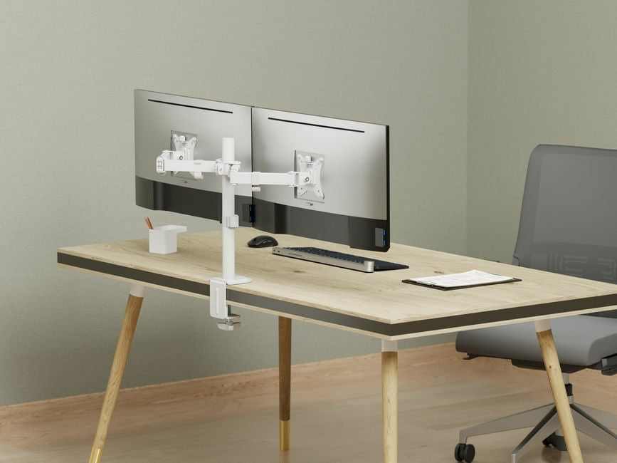 Equip 17"-32" Gelenk-Dual-Monitor-Tischhalterung, Weiß