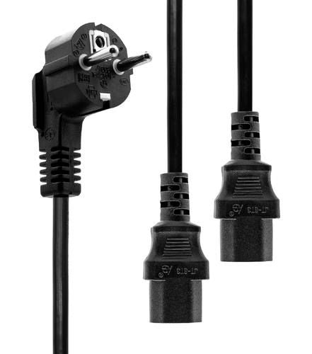 Microconnect PE011318 Stromkabel Schwarz 1,8 m Netzstecker Typ E+F 2 x C13-Koppler