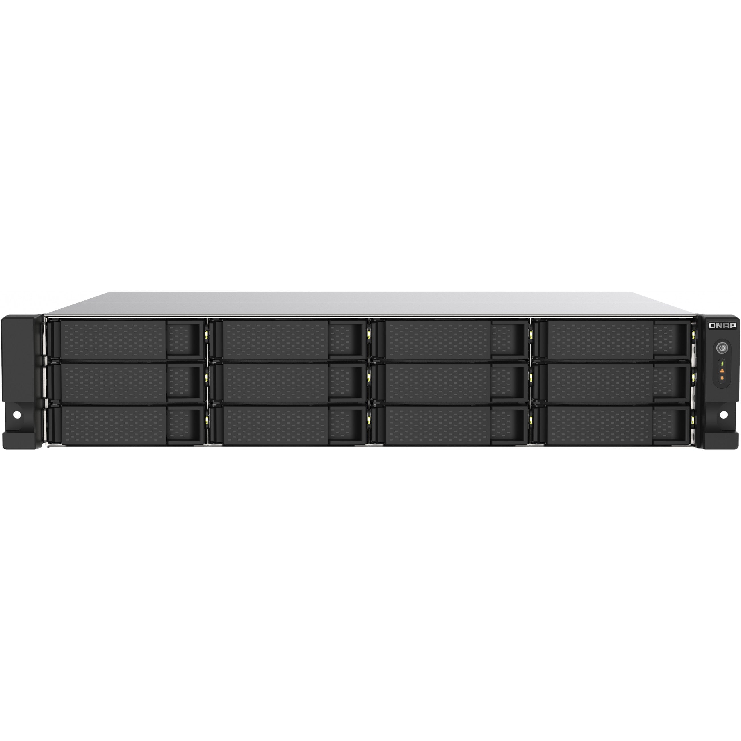 QNAP 12-Bay-Rackmontage-NAS AMD Ryzen V1000 Serie V1500B 4C/8T 2.2GHz 8GB DDR4-RAM 2x2.5 GbE LAN optionale 10GbE und M.2