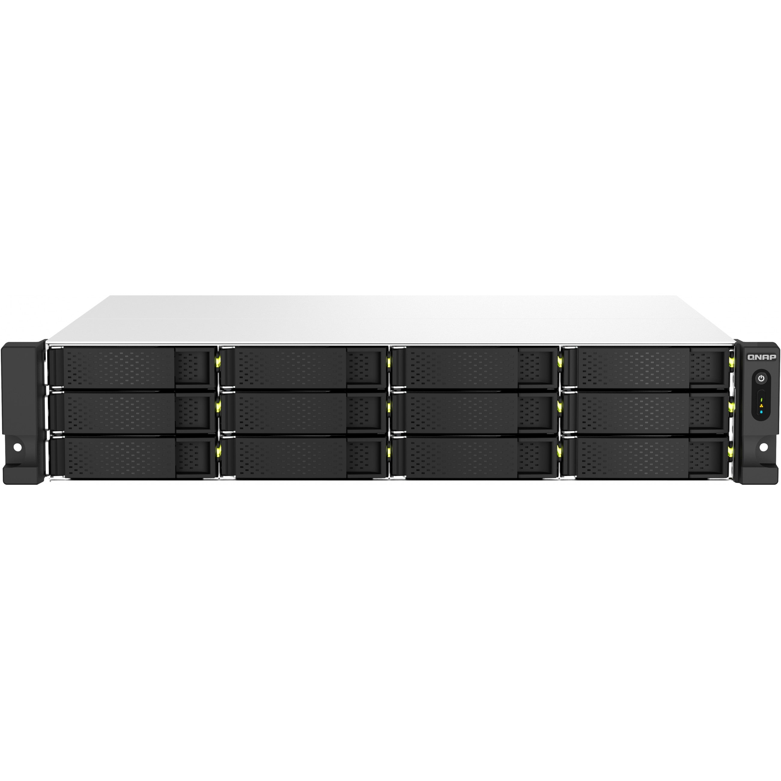 QNAP TS-1264U-RP-8G 2U 12-Bay rackmount NAS Intel Celeron N5095 quad-core 8GB onboard not expandable 12x3.5/2.5 SATA 2x300W r PSU