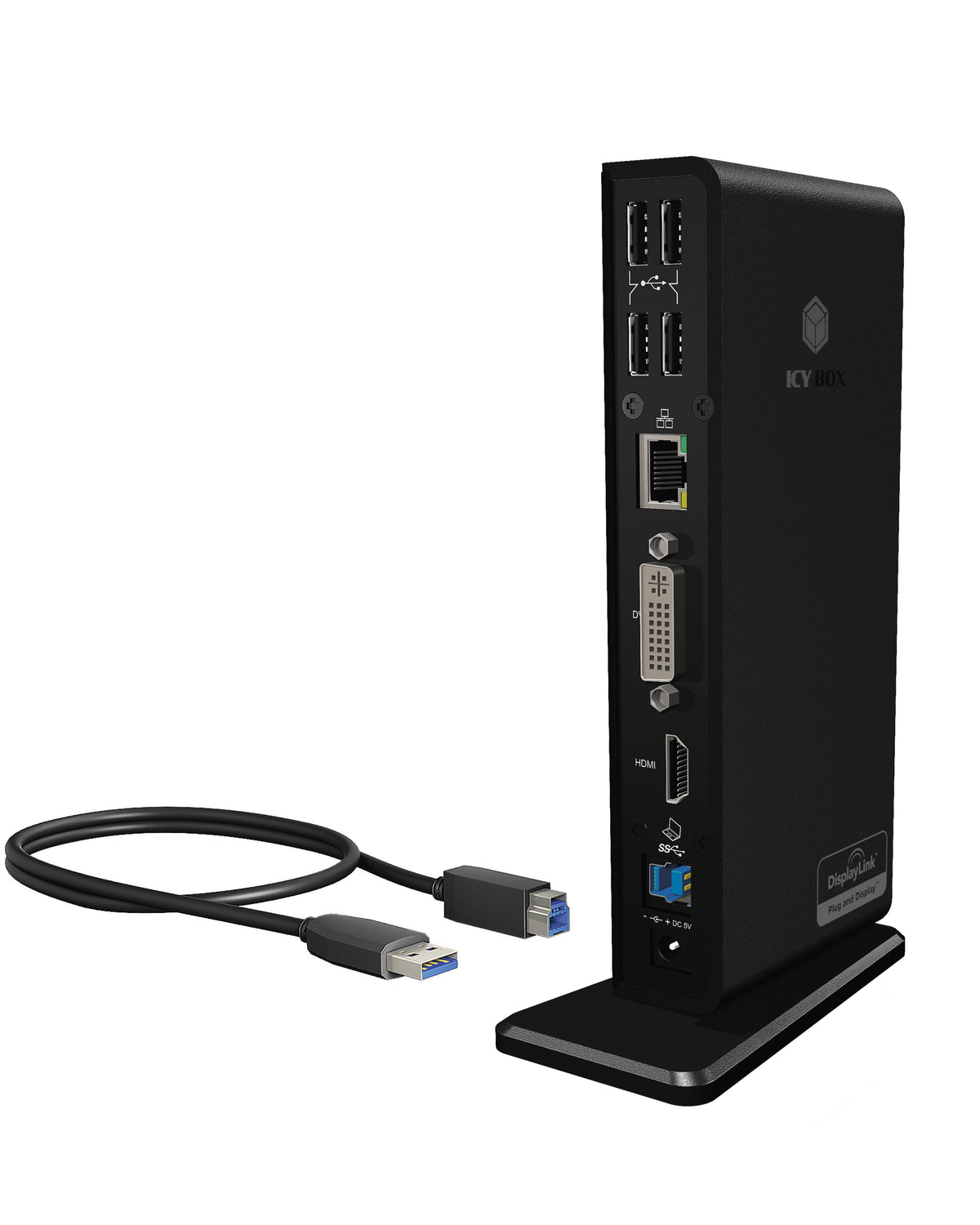 ICY BOX IB-DK2241AC, 11 in 1 USB 3.2 Gen 1 Notebook Dockingstation, USB 3.2 Gen 1 auf: 2x USB 3.2 Gen 1+2x Video(HDMI+DVI)+1xGigabitLAN+4xUSB 2.0+Audio+Charge